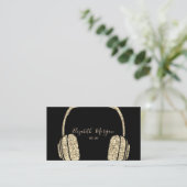 Elegant Gold Glitzer Headphone DJ Visitenkarte (Stehend Vorderseite)