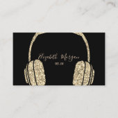 Elegant Gold Glitzer Headphone DJ Visitenkarte (Vorderseite)