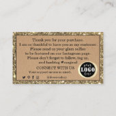 Elegant Gold Glitzer Kraft Paper Vielen Dank Visitenkarte (Rückseite)
