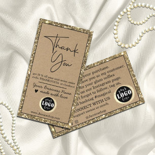 Elegant Gold Glitzer Kraft Paper Vielen Dank Visitenkarte