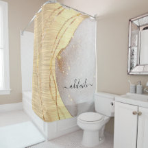 Elegant Gold Glitzer Monogram Name Script Metallic