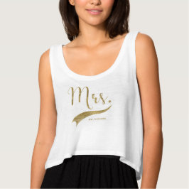 Elegant Gold Glitzer Mrs Typografy Wedding Tank Top