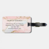 Elegant Gold Glitzer Pink Agate Monogram Initial Gepäckanhänger (Rückseite horizontal)