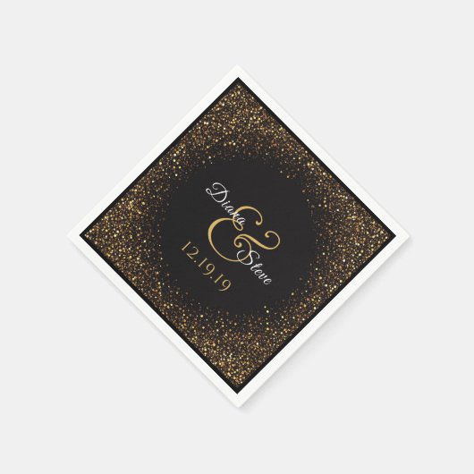 Elegant Gold Glitzer Wedding Monogram Serviette (Ecke)