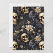 Elegant Gold Gothic Floral Skulls Handfasts Einladung (Rückseite)