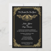 Elegant gold Gothic Halloween wedding Invitation Einladung (Vorderseite)