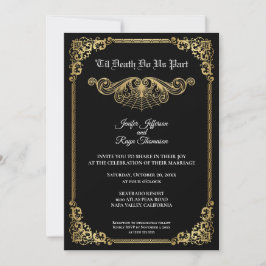 Elegant gold Gothic Halloween wedding Invitation Einladung