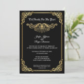 Elegant gold Gothic Halloween wedding Invitation Einladung (Stehend Vorderseite)