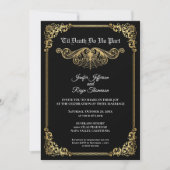 Elegant gold Gothic Halloween wedding Invitation Einladung (Vorderseite)