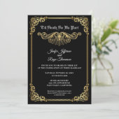 Elegant gold Gothic Halloween wedding Invitation Einladung (Stehend Vorderseite)