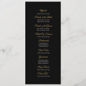 Elegant gold Gothic Wedding Program Menükarte (Rückseite)