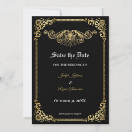 Elegant gold Gothic wedding save the date Ankündigung