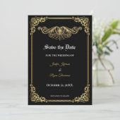 Elegant gold Gothic wedding save the date Ankündigung (Stehend Vorderseite)