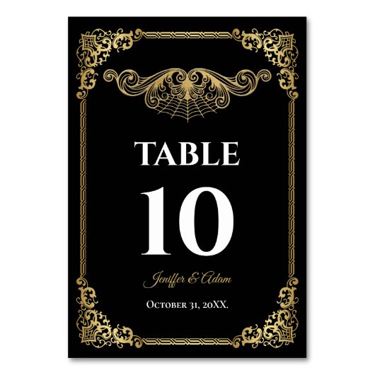 Elegant gold Gothic Wedding Table number Tischnummer (Vorderseite)