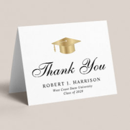 Elegant Gold Grad Cap Abschluss Dankeskarte