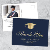 Elegant Gold Grad Cap Foto Abschluss Vielen Dank Postkarte