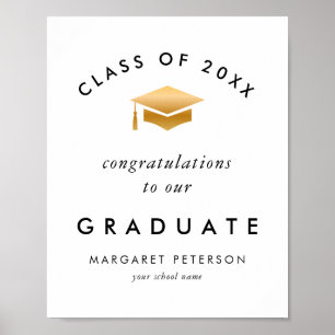 Elegant Gold Grad Cap Herzlichen Glückwunsch Gradu Poster