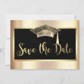 Elegant Gold Grad Cap Tassel Save the Date (Vorderseite)
