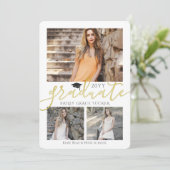 Elegant Gold Grad Collage Abschluss Einladung (Stehend Vorderseite)