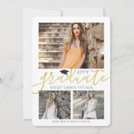 Elegant Gold Grad Collage Abschluss Einladung