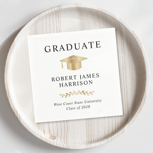 Elegant Gold Grad Graduation Party Serviette