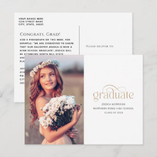 Elegant Gold Graduate Typografy 2025 Abschluss Postkarte
