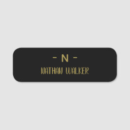 Elegant Gold & Grau Monogramm I Minimalistisch Ele Namensschild