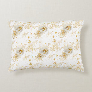 Elegant Gold Gray Floral Dekokissen