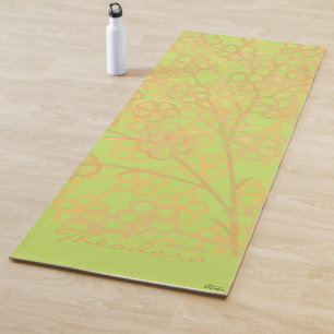 Elegant Gold Green Abstrakt Floral Yogamatte