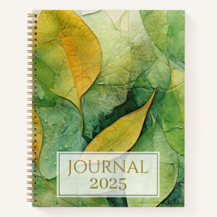 Elegant Gold Green Blätter 2025 Journal Notizblock