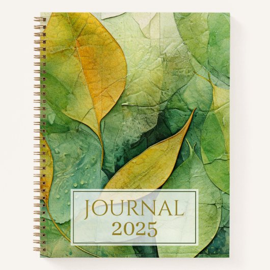 Elegant Gold Green Blätter 2025 Journal Notizblock (Vorderseite)