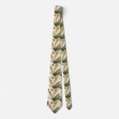 Elegant Gold & Green Botanical Leaf Pattern Krawatte (Vorderseite)
