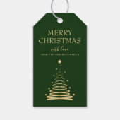 Elegant Gold Green Christmas Tree Custom Geschenkanhänger (Vorderseite)