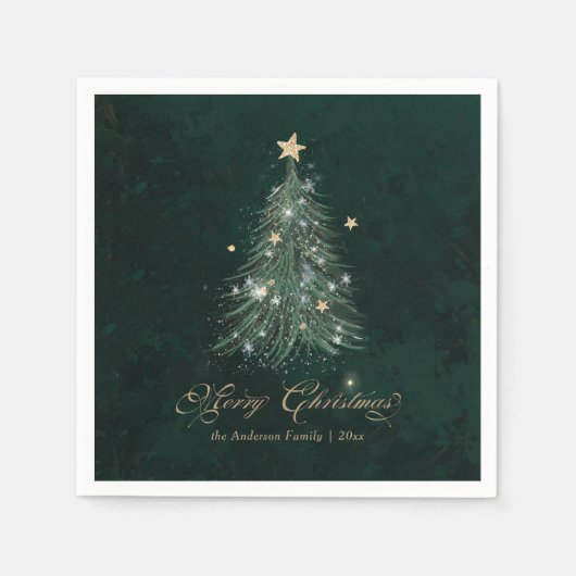 Elegant Gold Green Christmas Tree Holiday Serviette (Vorderseite)