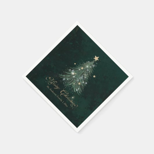 Elegant Gold Green Christmas Tree Holiday Serviette (Ecke)