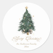 Elegant Gold Green Christmas tree Runder Aufkleber (Vorderseite)