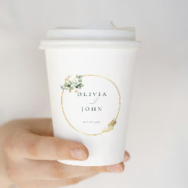 Elegant Gold Green Eucaliptus Wedding Pappbecher