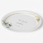 Elegant Gold Green Eucaliptus Wedding Pappteller (Schrägansicht)