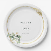 Elegant Gold Green Eucaliptus Wedding Pappteller (Vorderseite)