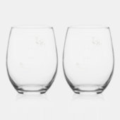 Elegant Gold Green Eucaliptus Wedding Weinglas Ohne Stiel (Rückseite)