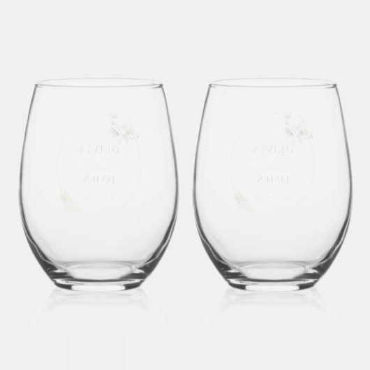 Elegant Gold Green Eucaliptus Wedding  Weinglas Ohne Stiel (Rückseite)