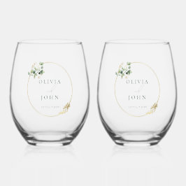 Elegant Gold Green Eucaliptus Wedding  Weinglas Ohne Stiel