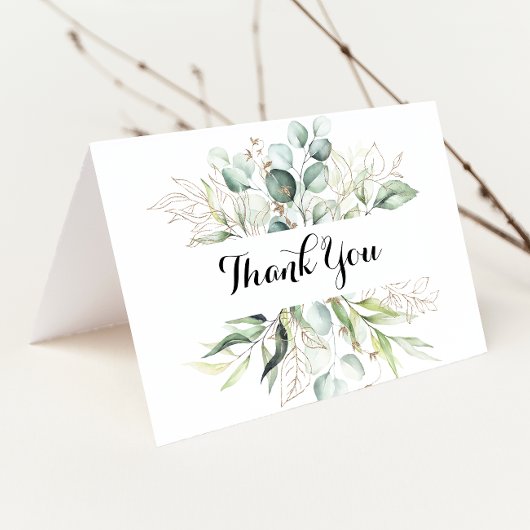 Elegant Gold Green Folded Wedding Vielen Dank Dankeskarte