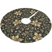 Elegant Gold & Green Foliage Tree Skirt Polyester Weihnachtsbaumdecke (Schrägansicht)