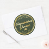 Elegant Gold | Green Grad Cap Class 2023 Runder Aufkleber (Umschlag)
