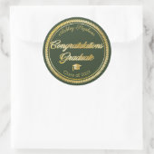 Elegant Gold | Green Grad Cap Class 2023 Runder Aufkleber (Tasche)