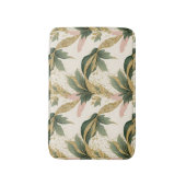 Elegant Gold & Green Leaf Pattern Touch of Pink Badematte (Vorderseite Vertikal)
