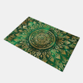 Elegant Gold Green Mandala Floral Fußmatte (Schrägansicht)
