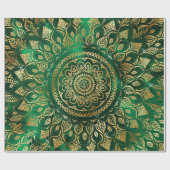 Elegant Gold Green Mandala Floral Geschenkpapier (Flach)