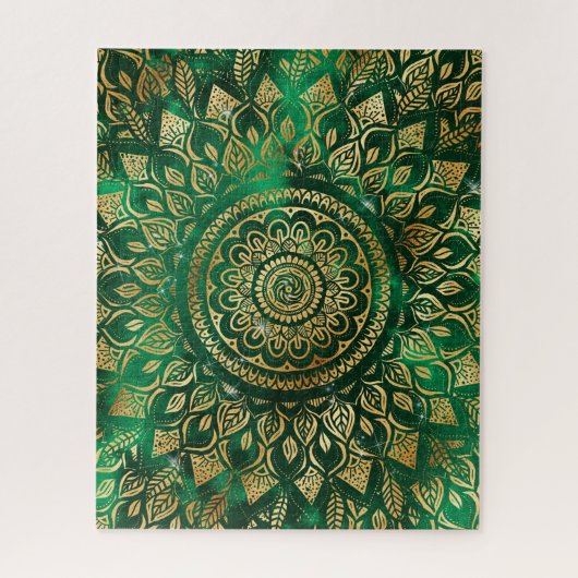 Elegant Gold Green Mandala Floral Puzzle (Vertikal)